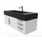 Castello Usa Nile 48" Wall Mounted White Vanity With Black Top And Brushed Nickel Handles CB-MC-48W-BN-2053-BL - alternate 4